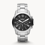 Fossil Grant Chronograph Black Dial Silver Steel Strap Watch for Men - FS4736 Authentic Buy Shop Now