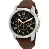 Fossil Grant Chronograph Black Dial Brown Leather Strap Watch for Men - FS4813 Authentic Buy Shop Now