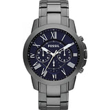 Fossil Grant Chronograph Blue Dial Grey Steel Strap Watch for Men - FS4831 Authentic Buy Shop Now
