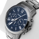 Fossil Grant Chronograph Blue Dial Grey Steel Strap Watch for Men - FS4831 Authentic Buy Shop Now