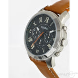 Fossil Grant Chronograph Green Dial Brown Leather Strap Watch for Men - FS4918 Authentic Buy Shop Now