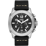 Fossil Modern Machine Chronograph Black Dial Black Leather Strap Watch for Men - FS4928 Authentic Buy Shop Now
