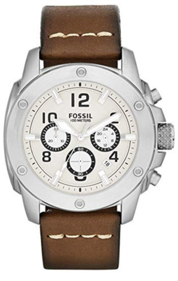 Fossil Modern Machine White Dial Brown Leather Strap Watch for Men - FS4929 Authentic Buy Shop Now