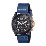 Fossil Modern Machine Chronograph Black Dial Blue Leather Strap Watch for Men - FS5066 Authentic Buy Shop Now