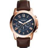 Fossil Grant Chronograph Blue Dial Brown Leather Strap Watch for Men - FS5068 Authentic Buy Shop Now
