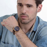 Fossil Grant Chronograph Blue Dial Brown Leather Strap Watch for Men - FS5068 Authentic Buy Shop Now