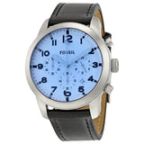 Fossil Pilot Chronograph Sky Blue Dial Black Leather Strap Watch for Men - FS5162 Authentic Buy Shop Now