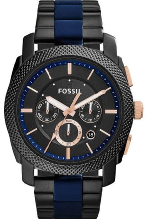 Fossil Machine Chronograph Black Dial Two Tone Steel Strap Watch for Men - FS5164 Authentic Buy Shop Now