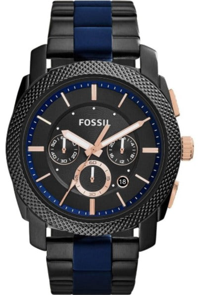 Fossil Machine Chronograph Black Dial Two Tone Steel Strap Watch for Men - FS5164 Authentic Buy Shop Now