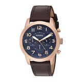 Fossil Pilot 54 Chronograph Blue Dial Brown Leather Strap Watch for Men - FS5204 Authentic Buy Shop Now