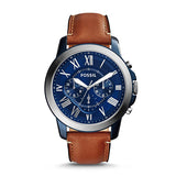 Fossil Grant Chronograph Blue Dial Brown Leather Strap Watch for Men - FS5210 Authentic Buy Shop Now