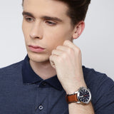 Fossil Grant Chronograph Blue Dial Brown Leather Strap Watch for Men - FS5210 Authentic Buy Shop Now