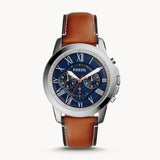 Fossil Grant Chronograph Blue Dial Brown Leather Strap Watch for Men - FS5210 Authentic Buy Shop Now