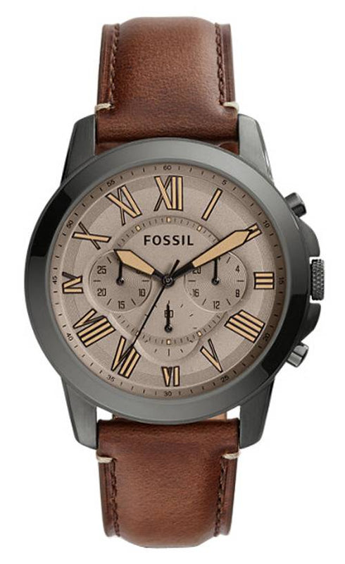 Fossil Grant Chronograph Brown Dial Brown Leather Strap Watch for Men - FS5214 Authentic Buy Shop Now