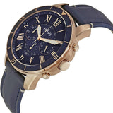 Fossil Grant Sport Chronograph Blue Dial Blue Leather Strap Watch for Men - FS5237 Authentic Buy Shop Now