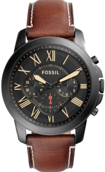 Fossil Grant Chronograph Black Dial Brown Leather Strap Watch for Men - FS5241 Authentic Buy Shop Now