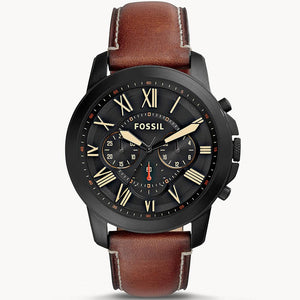 Fossil Grant Chronograph Black Dial Brown Leather Strap Watch for Men - FS5241 Authentic Buy Shop Now