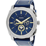 Fossil Machine Chronograph Blue Dial Blue Leather Strap Watch for Men - FS5262 Authentic Buy Shop Now