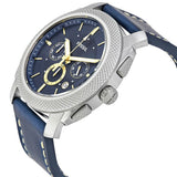 Fossil Machine Chronograph Blue Dial Blue Leather Strap Watch for Men - FS5262 Authentic Buy Shop Now