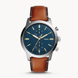 Fossil Townsman Chronograph Blue Dial Brown Leather Strap Watch for Men - FS5279 Authentic Buy Shop Now