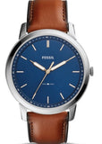 Fossil Minimalist Blue Dial Brown Leather Strap Watch for Men - FS5304 Authentic Buy Shop Now