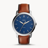 Fossil Minimalist Blue Dial Brown Leather Strap Watch for Men - FS5304 Authentic Buy Shop Now