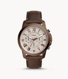Fossil Grant Chronograph White Dial Brown Leather Strap Watch for Men - FS5344 Authentic Buy Shop Now