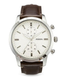 Fossil Townsman Chronograph White Dial Brown Leather Strap Watch for Men - FS5350 Authentic Buy Shop Now