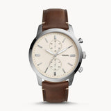 Fossil Townsman Chronograph White Dial Brown Leather Strap Watch for Men - FS5350 Authentic Buy Shop Now