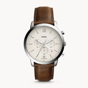 Fossil Neutra Chronograph White Dial Brown Leather Strap Watch for Men - FS5380 Authentic Buy Shop Now