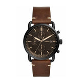 Fossil Commuter Chronograph Black Dial Brown Leather Strap Watch for Men - FS5403 Authentic Buy Shop Now