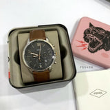 Fossil Neutra Chronograph Black Dial Brown Leather Strap Watch for Men - FS5408 Authentic Buy Shop Now