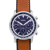 Fossil Goodwin Chronograph Blue Dial Brown Leather Strap Watch for Men - FS5414 Authentic Buy Shop Now