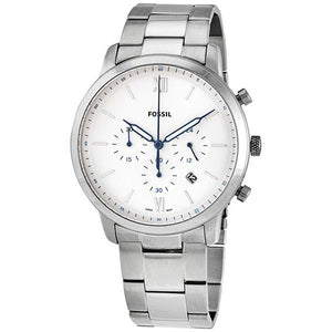 Fossil Neutra Chronograph White Dial Silver Steel Strap Watch for Men - FS5433 Authentic Buy Shop Now