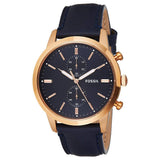 Fossil Townsman Chronograph Blue Dial Blue Leather Strap Watch for Men - FS5436 Authentic Buy Shop Now