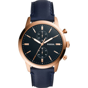 Fossil Townsman Chronograph Blue Dial Blue Leather Strap Watch for Men - FS5436 Authentic Buy Shop Now