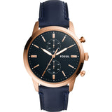 Fossil Townsman Chronograph Blue Dial Blue Leather Strap Watch for Men - FS5436 Authentic Buy Shop Now