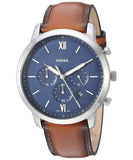 Fossil Neutra Chronograph Blue Dial Brown Leather Strap Watch for Men - FS5453 Authentic Buy Shop Now