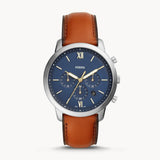 Fossil Neutra Chronograph Blue Dial Brown Leather Strap Watch for Men - FS5453 Authentic Buy Shop Now
