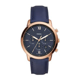 Fossil Neutra Chronograph Blue Dial Blue Leather Strap Watch for Men - FS5454 Authentic Buy Shop Now