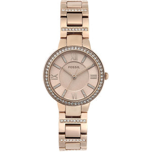 Fossil Virginia Pink Dial Pink Steel Strap Watch for Women - ES4482 Authentic Buy Shop Now