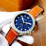 Fossil Bowman Chronograph Blue Dial Brown Leather Strap Watch for Men - FS5602 Authentic Buy Shop Now
