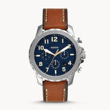 Fossil Bowman Chronograph Blue Dial Brown Leather Strap Watch for Men - FS5602 Authentic Buy Shop Now
