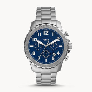 Fossil Bowman Chronograph Blue Dial Silver Steel Strap Watch for Men - FS5604 Authentic Buy Shop Now