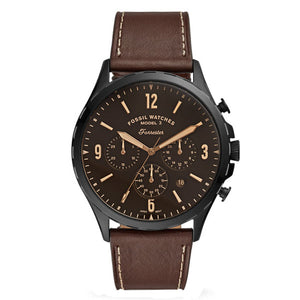 Fossil Forrester Chronograph Black Dial Brown Leather Strap Watch for Men - FS5608 Authentic Buy Shop Now