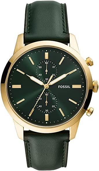 Fossil Townsman Chronograph Green Dial Green Leather Strap Watch for Men - FS5599 Authentic Buy Shop Now