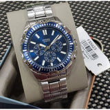 Fossil Garrett Chronograph Blue Dial Silver Steel Strap Watch for Men - FS5623 Authentic Buy Shop Now