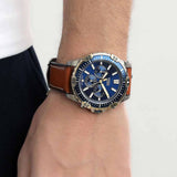 Fossil Garrett Chronograph Blue Dial Brown Leather Strap Watch for Men - FS5625 Authentic Buy Shop Now