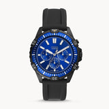 Fossil Garrett Chronograph Blue Dial Black Rubber Strap Watch for Men - FS5695 Authentic Buy Shop Now