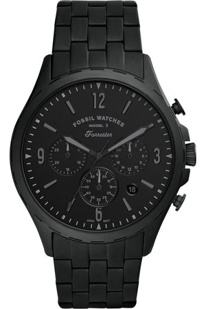 Fossil Forrester Chronograph Black Dial Black Steel Strap Watch for Men - FS5697 Authentic Buy Shop Now